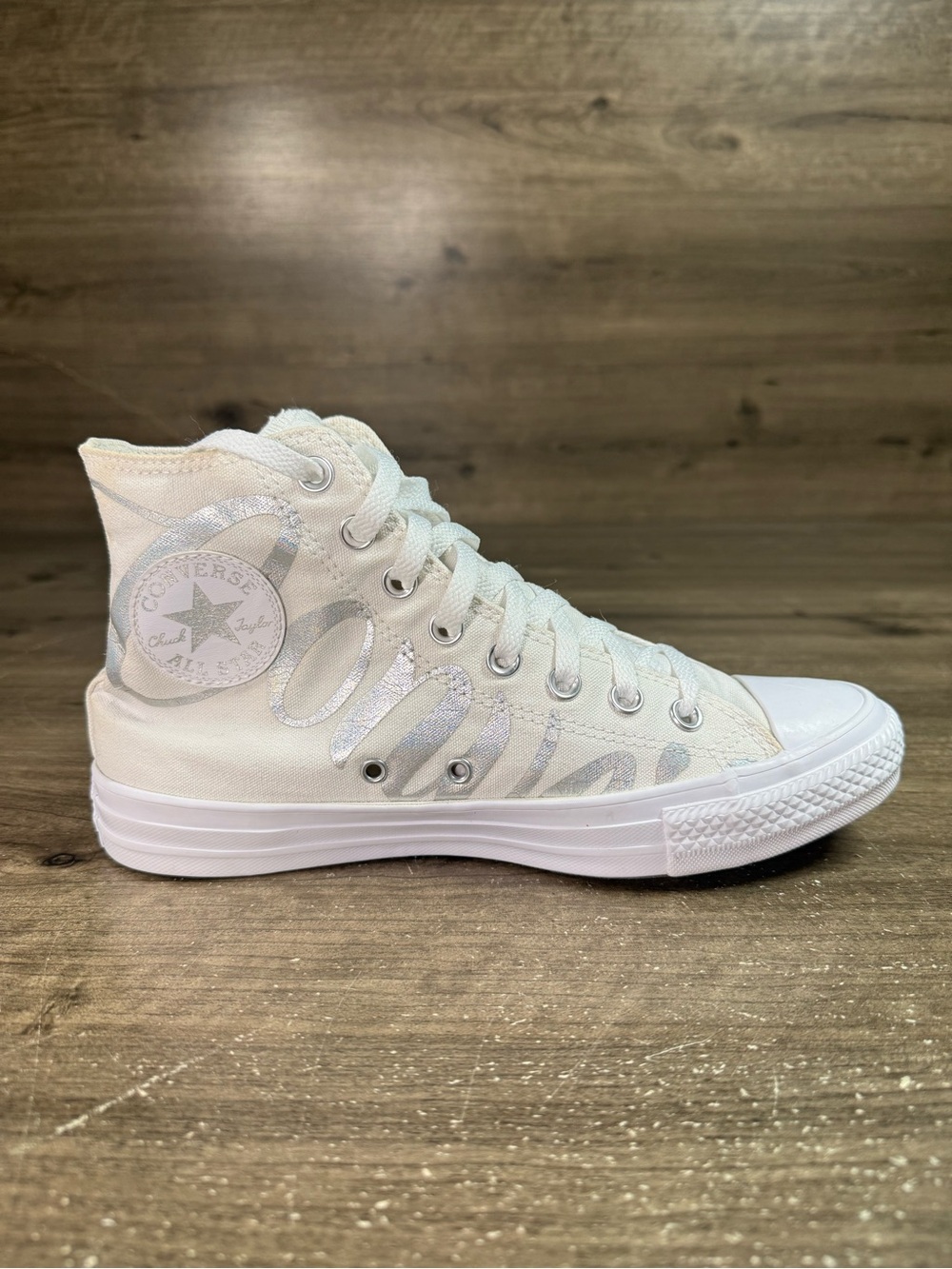 Converse Chuck Taylor All Star Women’s Silver Glitter High Top Shoes Sneakers 9